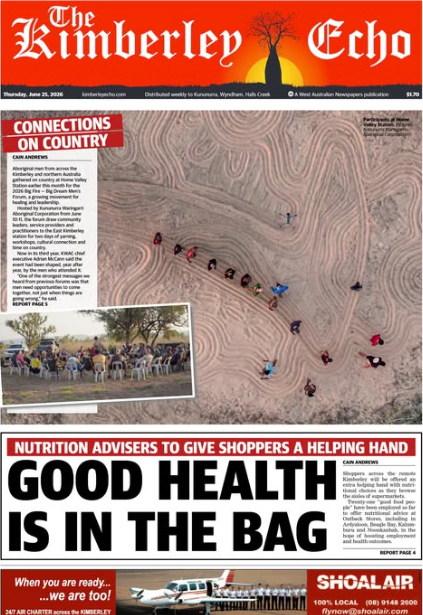 Front cover The Kimberley Echo Big Fire - Big Dream 2026 Men's Forum